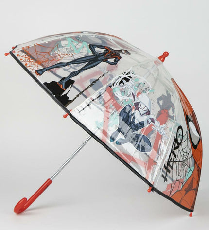 Spider-Man themed umbrella bagage cover featuring Spider-Man logo and vibrant red and blue colors.