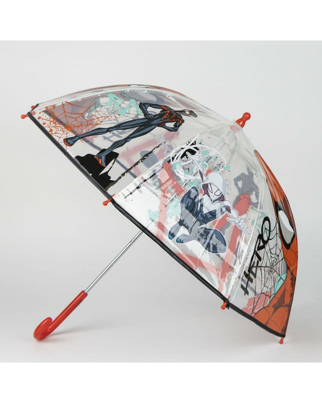 Spider-Man themed umbrella bagage cover featuring Spider-Man logo and vibrant red and blue colors.