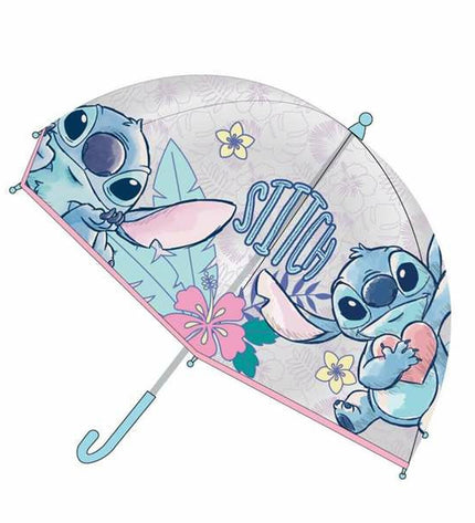 Pink Stitch 45 cm umbrella for luggage, featuring a compact bagage-style design with a vibrant pink canopy.
