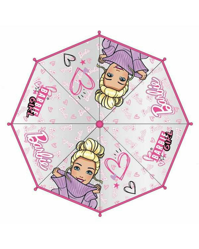 Pink Barbie Paraplu umbrella, 45 cm luggage umbrella with a colorful Barbie design, suitable for travel and rainy days.