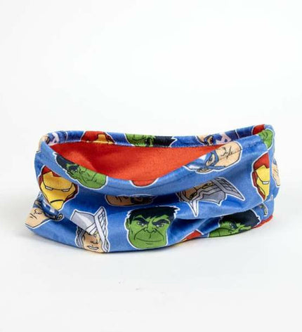 The Avengers Nekwarmer in bright colors, designed for outdoor sports, camping, and hiking, showing its versatile, warm neck coverage.