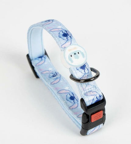 Stitch hondenhalsband with stitched design, adjustable collar for dogs, made of durable material, shown on a light background.