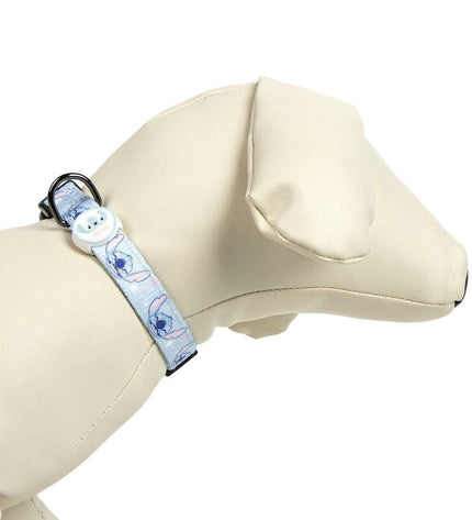 Stitch hondenhalsband in blauw met verstelbare band en metalen gesp, geschikt voor honden.