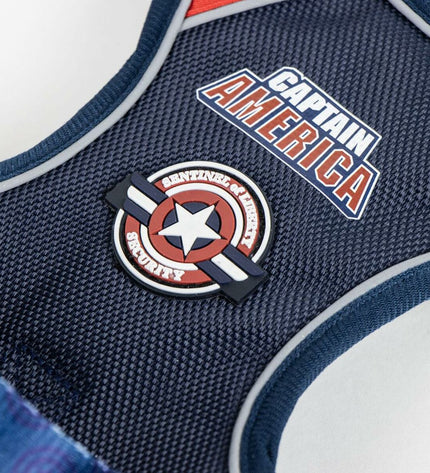 Marvel hondentuigje met Marvel logo, adjustable black harness for dogs, made of durable material, suitable for daily walks.