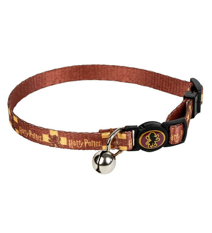 Harry Potter cat collar with Hogwarts-themed design, adjustable feline accessory in vibrant colors, perfect for Harry Potter fans.
