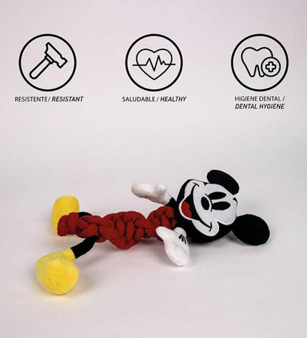Red Mickey Mouse dog chew toy, 11x27x9.5 cm, soft and durable, designed for canine play and teething fun.