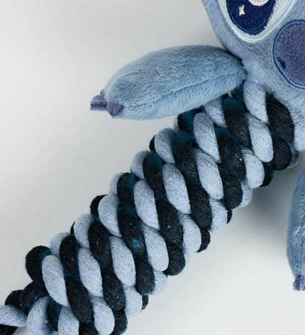 Blue Stitch dog toy made of soft fabric, measuring 9.5 x 30 x 9.5 cm, designed for canine play and entertainment.