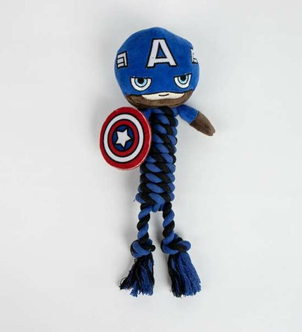 Marvel honden kauwspeelgoed in blauw, 30 cm lang, 9,5 cm breed, durable chew toy for dogs.
