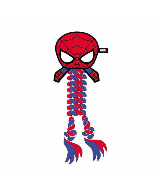 Red Spider-Man dog chew toy measuring 9.5 x 30 x 9.5 cm, made for dogs, featuring Spider-Man branding and durable material.