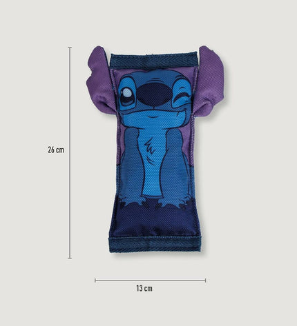 Stitch dog toy made of durable material, measuring 18x20x3 cm, designed for dogs to chew and play.