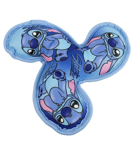 Stitch Blauwe honden frisbee met afmetingen 23x23x3 cm, gemaakt voor buitenspelen en apporteren.