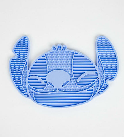 Blue Stitch dog feeding bowl, 28x15x1.5 cm, plastic dish for dogs, with a colorful Stitch design on the exterior.