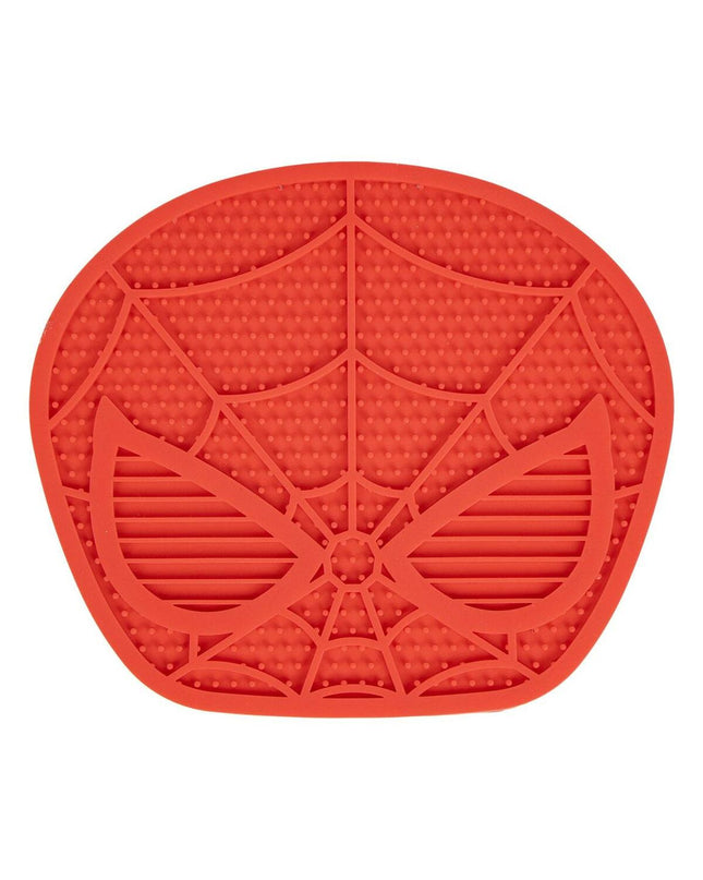 Red Spider-Man dog feeding bowl, 28x15x1.5 cm, made for dogs, with Spider-Man superhero design on durable plastic.