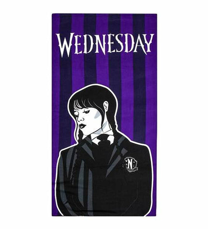 Wednesday black beach towel 70x140 cm with woven texture, perfect for bathroom or beach use.