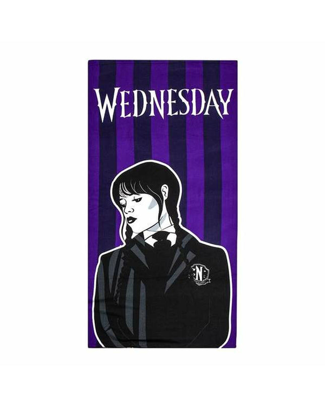 Wednesday black beach towel 70x140 cm with woven texture, perfect for bathroom or beach use.