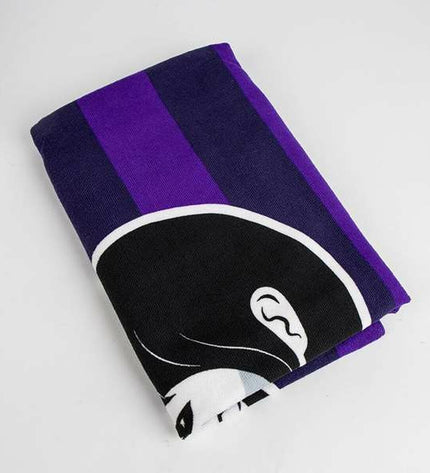 Wednesday black beach towel with 70x140 cm size, featuring soft fabric and stylish design for bath and pool use.