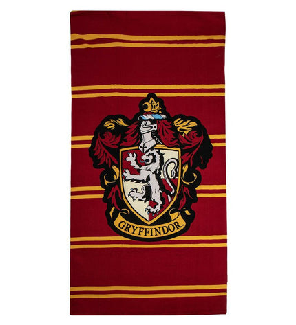Harry Potter red bath towel with house emblem, soft cotton, perfect for bathroom and home use.