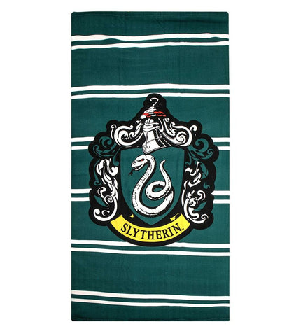 Harry Potter green beach towel with house emblem, soft cotton material, perfect for bath or pool use.