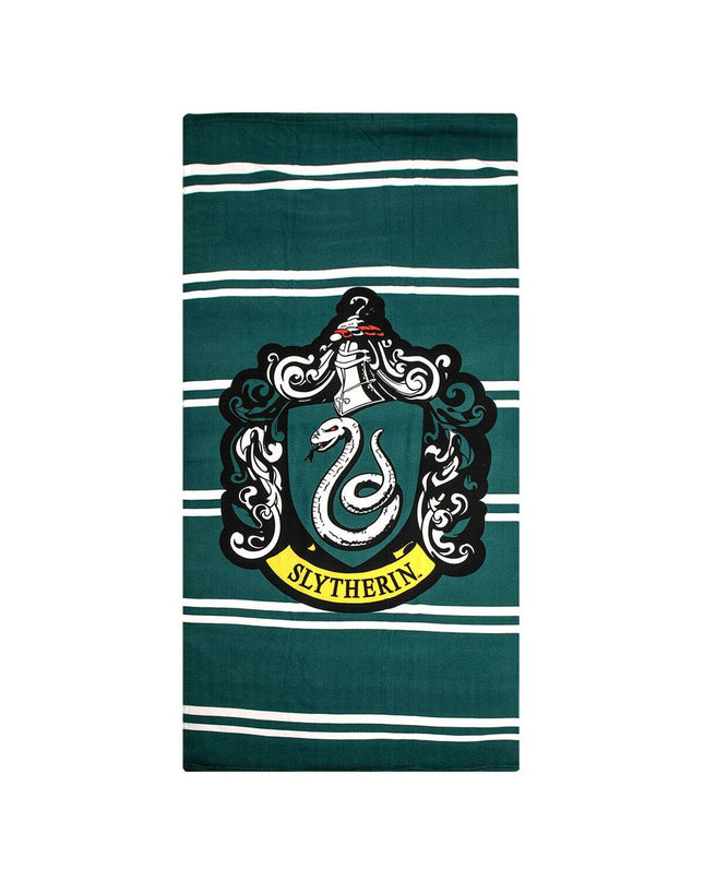 Harry Potter green beach towel with house emblem, soft cotton material, perfect for bath or pool use.