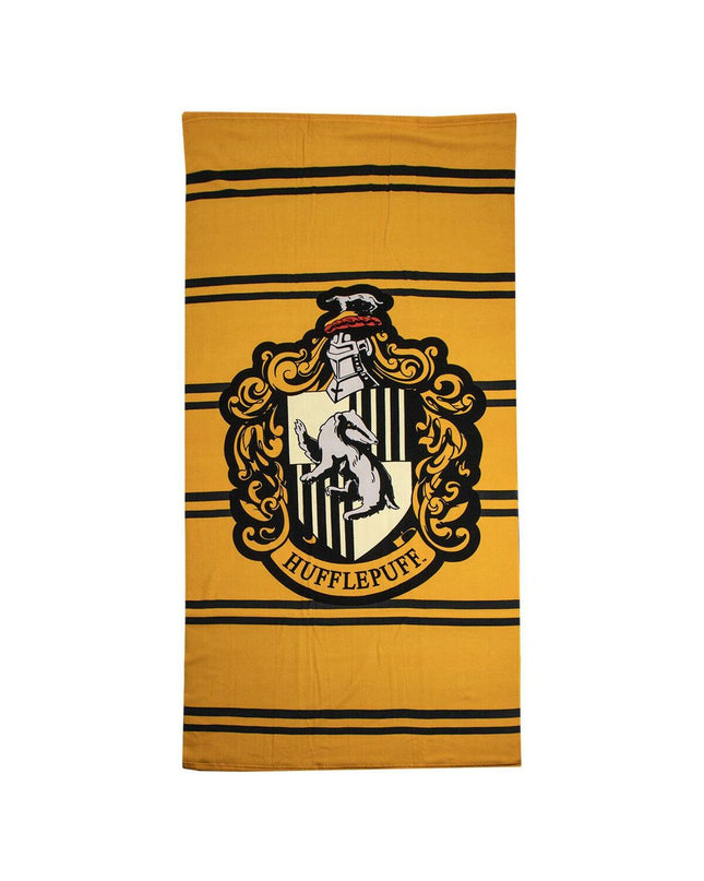 Yellow Harry Potter-themed beach towel, 90 x 180 cm, featuring magical design, ideal for bath or pool use.