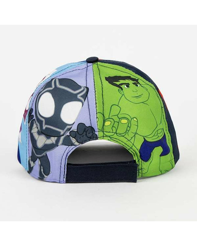 Kinderpet Spidey donkerblauw sport en outdoor pet, suitable for camping and hiking, made by Spidey, shown on a dog.