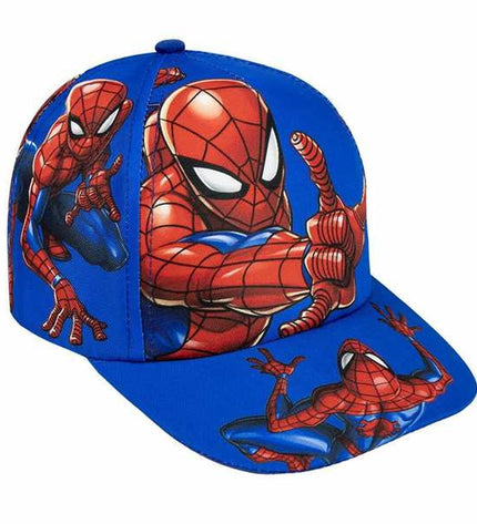 Kinderpet Spider-Man dark blue outdoor hat with spider logo, suitable for camping and hiking adventures.