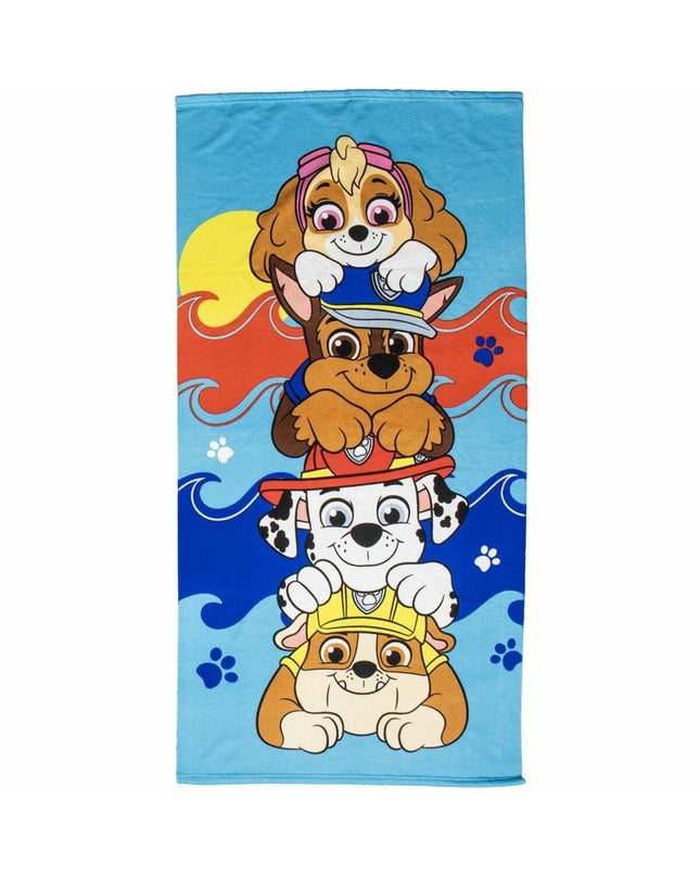 Blue Paw Patrol beach towel, 33x27 cm, featuring paw print design, ideal for bath and beach use, from The Paw Patrol brand.