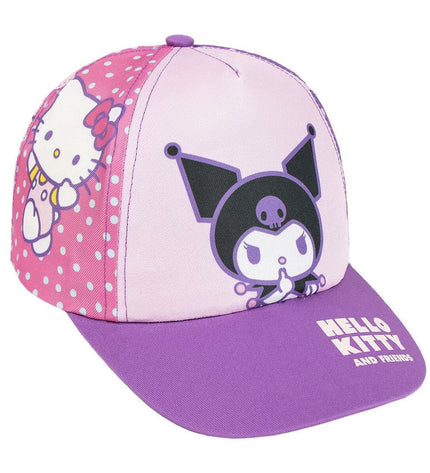 Purple Kinderpet Hello Kitty Kuromi pet harness for outdoor activities, featuring colorful cartoon character design.