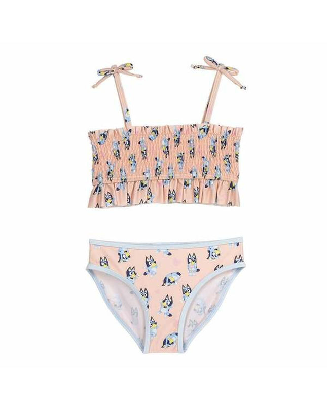 Bluey Bikini in light pink and blue, sporty watersport swimwear with vibrant color blocks, designed for outdoor swimming activities.