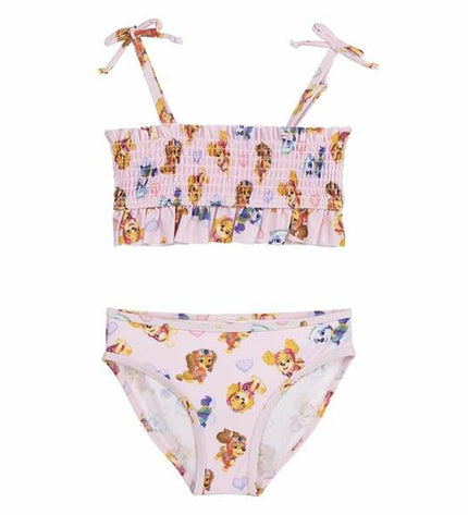 Pink Paw Patrol bikini for kids, sporty and suitable for watersports, featuring Paw Patrol character graphics, by The Paw Patrol.