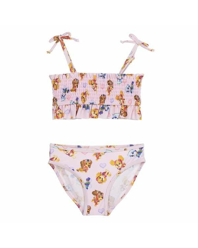 Pink Paw Patrol bikini for kids, sporty and suitable for watersports, featuring Paw Patrol character graphics, by The Paw Patrol.