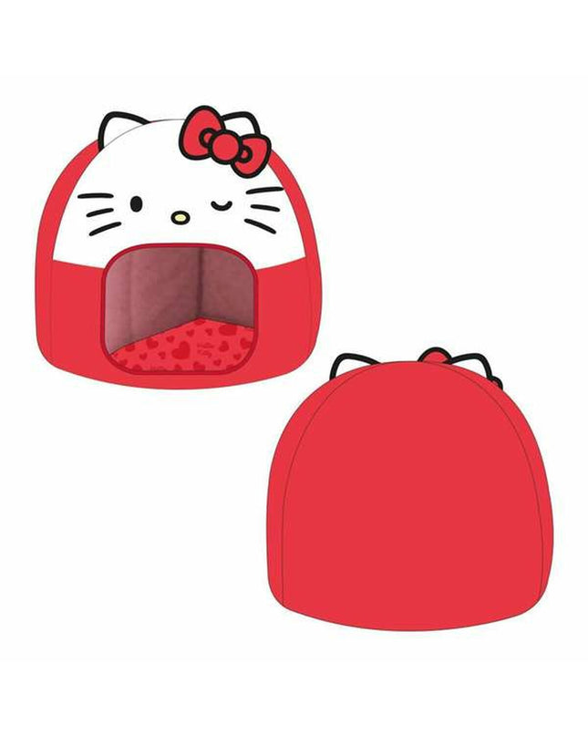 Red Hello Kitty dog bed with plush fabric and adorable Hello Kitty design, perfect for small to medium-sized dogs.
