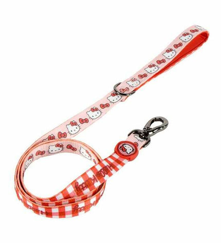 Hello Kitty red dog leash for medium dogs, with a playful design and sturdy handle, ideal for daily walks.