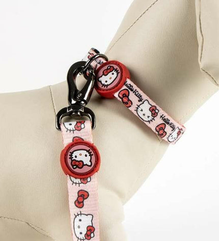 Red Hello Kitty dog leash for medium-sized dogs, featuring Hello Kitty branding and a comfortable handle.