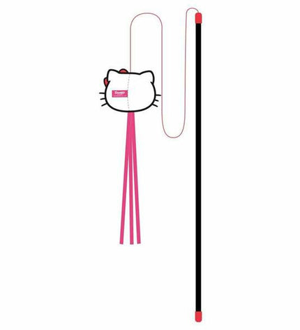 Hello Kitty red cat toy with a plush Hello Kitty face and playful design, perfect for entertaining cats.