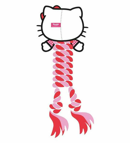 Hello Kitty red dog chew toy, 9.5 x 30 x 9.5 cm, made of durable material, designed for dogs' chewing and play.
