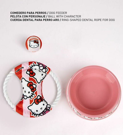 Hello Kitty Welcome Dog Gift Set with three dog items, roze color, size 21x21x8.8 cm, for pets.
