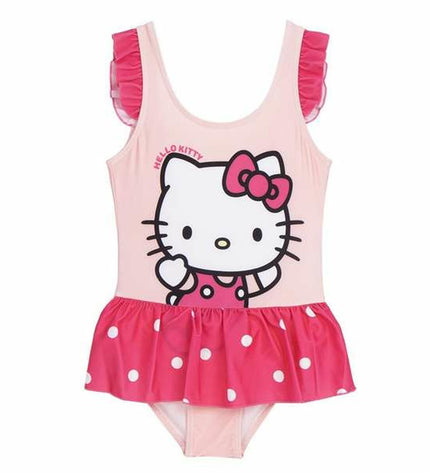Light pink Hello Kitty girls' swimsuit for sport and watersports, featuring playful Hello Kitty design and comfortable fit.