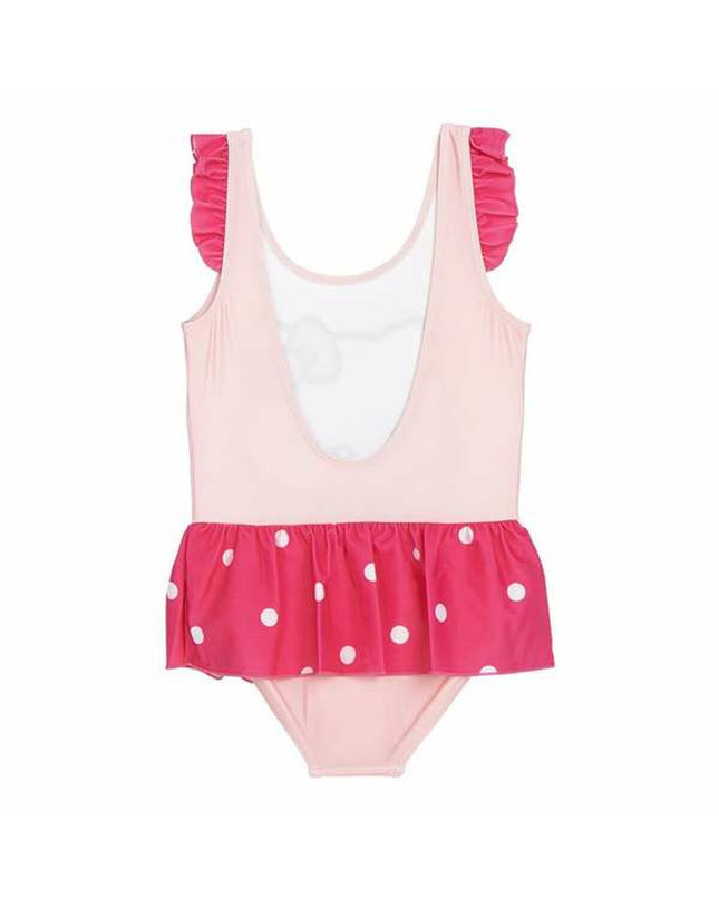 Light pink Hello Kitty girls' swimsuit for water sports and outdoor activities, featuring colorful Hello Kitty design.
