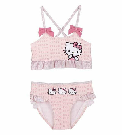 Hello Kitty pink bikini for sport and watersport, featuring a cute Hello Kitty design on the light pink fabric.