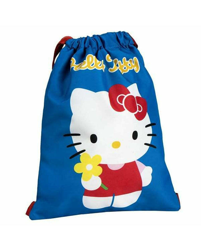 Blue Hello Kitty sports and outdoor drawstring bag, 27x33 cm, with cute character design for fans.