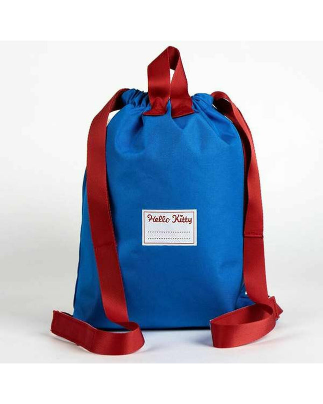Blue Hello Kitty drawstring backpack featuring a cute Hello Kitty design, perfect for sports and outdoor activities, 27x33 cm.