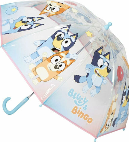 Bluey blue umbrella with 71 cm diameter and 45 cm length, compact bagage umbrella in vibrant blue color.