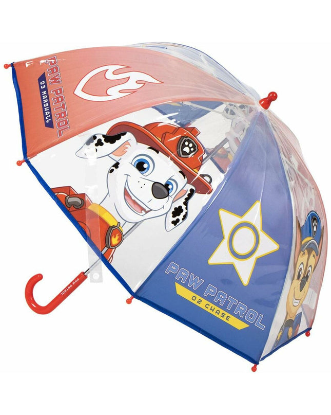 Blue Paw Patrol umbrella with a 71 cm diameter, featuring Chase and Marshall, perfect for kids' outdoor protection.