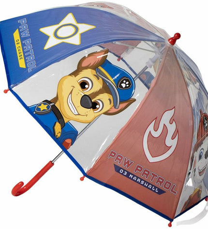Blue Paw Patrol umbrella with a 71 cm diameter, featuring Paw Patrol characters, designed for luggage or outdoor use.