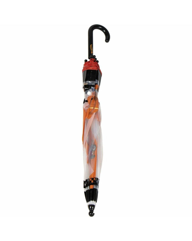 Hot Wheels bagage umbrella with a 71 cm diameter, featuring colorful Hot Wheels car designs and a compact 45 cm length.