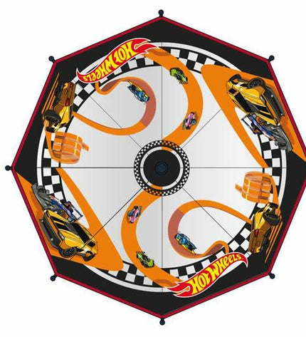 Hot Wheels Paraplu, 71 cm diameter, compact bagage umbrella with colorful Hot Wheels design and sturdy handle.