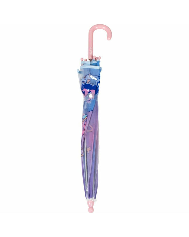 Stitch blue umbrella with 71 cm diameter and 45 cm handle, stylish bagage umbrella featuring the Stitch design.