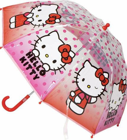 Hello Kitty pink umbrella for luggage, 45 cm diameter, featuring Hello Kitty design, lightweight and compact travel accessory.