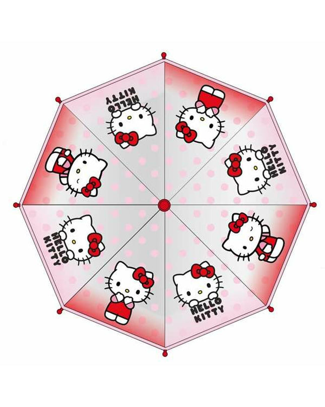 Hello Kitty pink umbrella for luggage, 45 cm diameter, featuring Hello Kitty design, suitable for travel and rainy days.